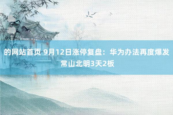 的网站首页 9月12日涨停复盘:华为办法再度爆发 常山北明3天2板