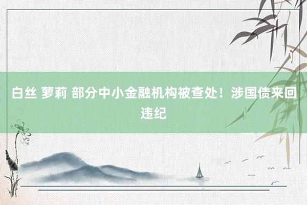 白丝 萝莉 部分中小金融机构被查处！涉国债来回违纪