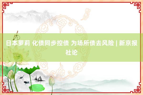 日本萝莉 化债同步控债 为场所债去风险 | 新京报社论
